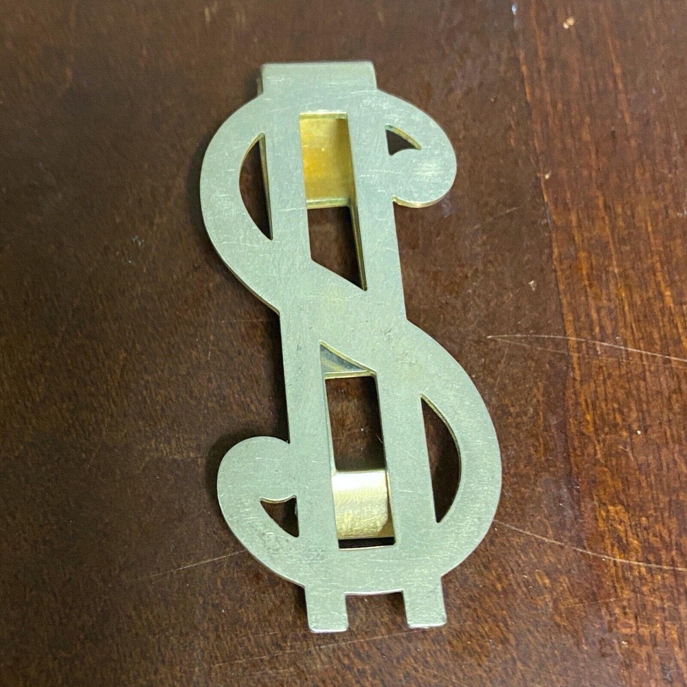 Dollar Sign $ Vintage Swank Money Clip Gold Tone
